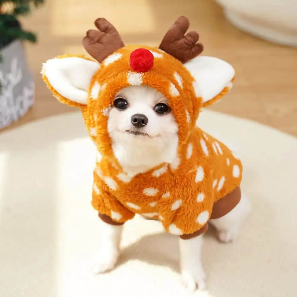 Vestiti natalizi per animali domestici di alce medio Guinzaglio per cani morbido cartone animato Gilet caldo per cuccioli Bichon Frise