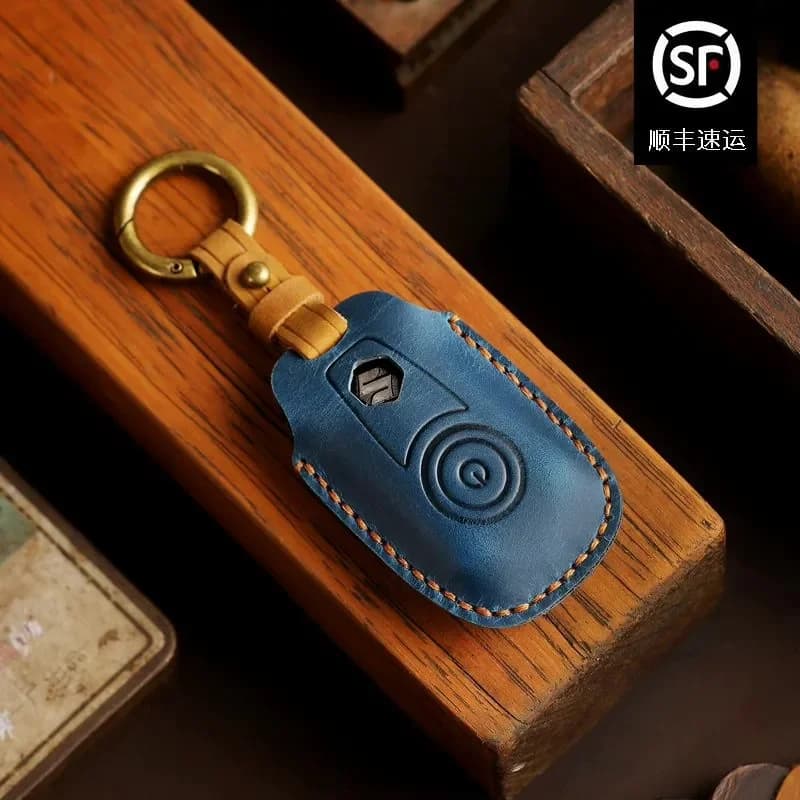 for Suzuki Super Vitara Starter Key Cover Genuine Leather Remote Control Bag Buckle Shell High End Car Key Case for Men Women