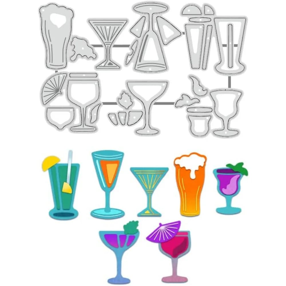 Cocktail Cutting Dies Beer Lemon Goblet Metal Die Cuts Stencils for DIY Scrapbooking Decorative Embossing Paper Making Kit