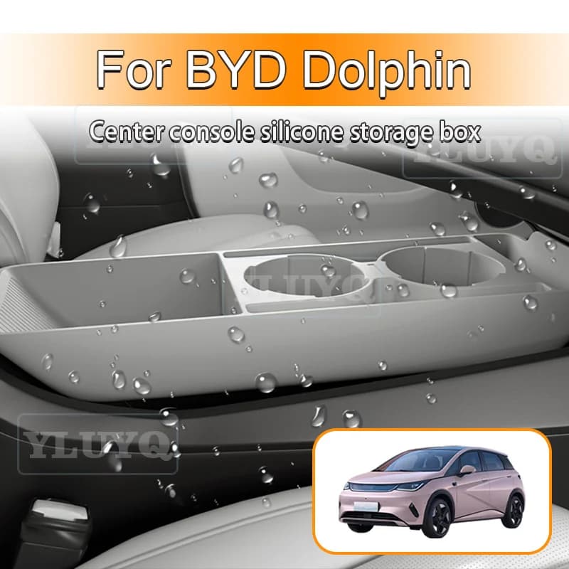 For BYD Dolphin Car Storage Box Silicone Storage Bin Under Center Console Car Interior Modification Accessories