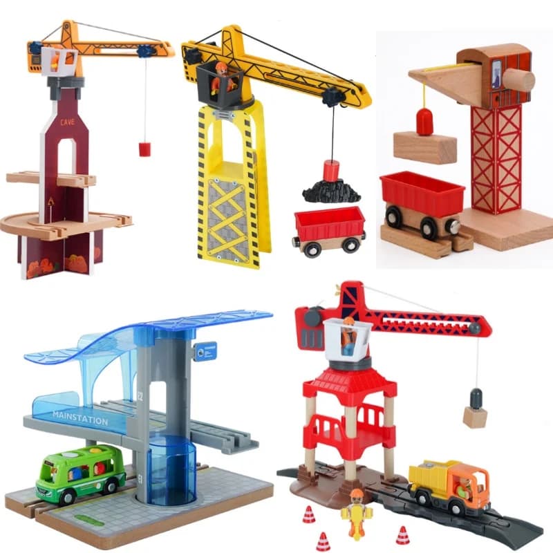 NUOVA binario in legno appeso a torre accessori per binario del treno passeggino magnetico decorazione scena di gioco giocattoli da pista