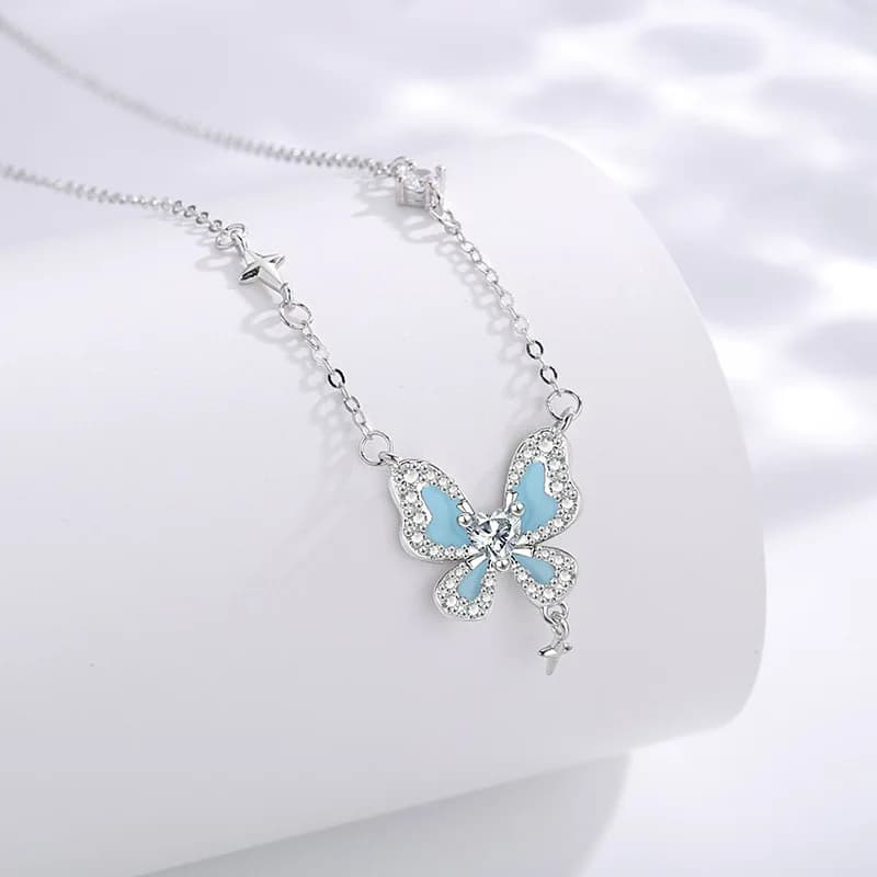 Nuovo arrivo 925 argento farfalla notte stellata collana elegante pendente luce gioielli di lusso per le donne regalo di San Valentino