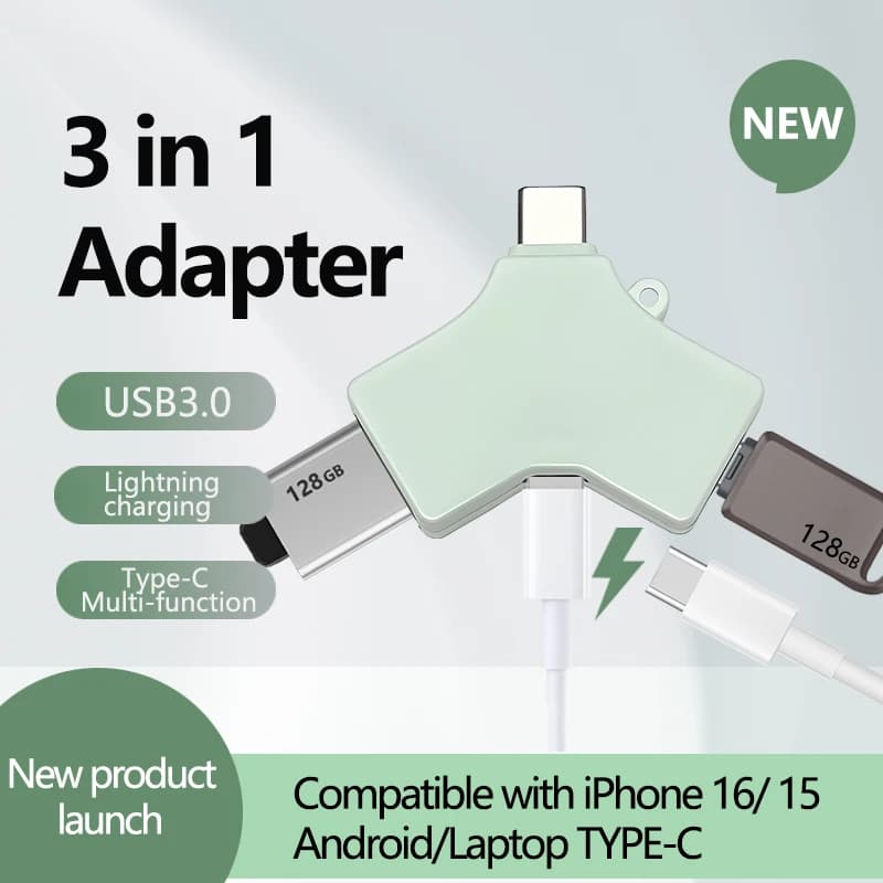 Adattatore Multifunzione Type-C per Connessione di Dispositivi Esterni al Telefono, Include Tastiera, Mouse, Chiavetta USB, Disco Rigido