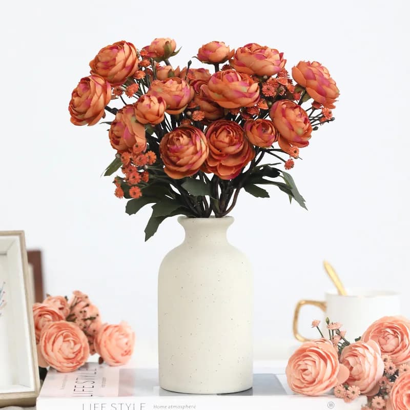 Artificial Flowers Silk Peony Hydrangea For Living Room Home Decoration Wedding Bride Bouquet Rose Fake Plants Table Accessories