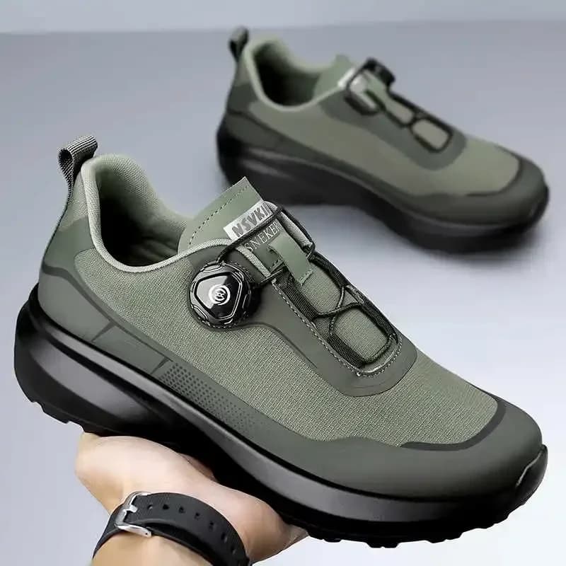 Scarpe da corsa sportive da uomo per campeggio, leggere, comode e versatili, con chiusura a laccio, tinta unita, per alpinismo.