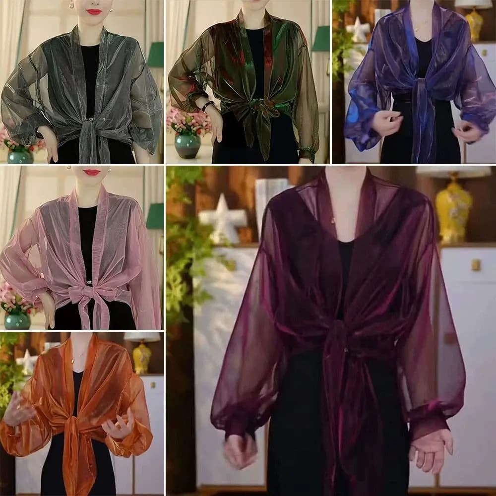 Fashion slim shawls in tulle sunscreen temperament cardigan long sleeve raglan fionda for spring summer