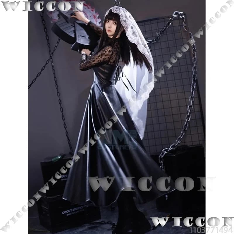 Ms. Osaragi Anime Sakamoto Days Cosplay Wig 80 cm Black Leather Dress White Velo Sexy girl dress for woman Halloweek;3,c'5.b;8'