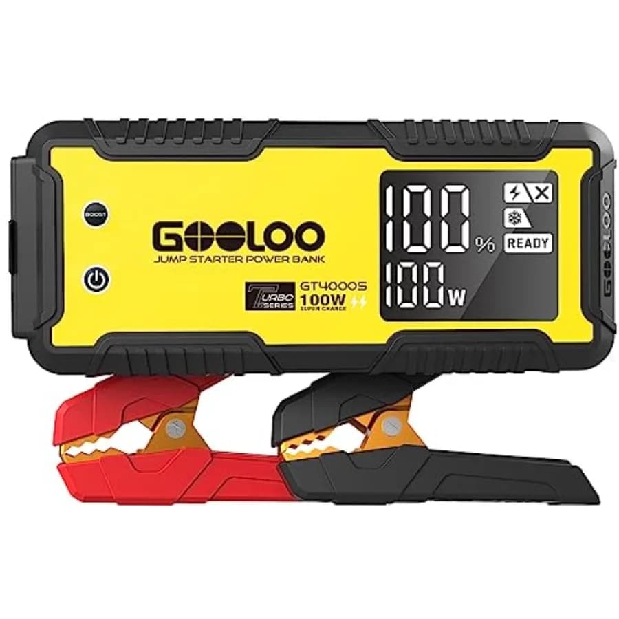 Avviatore di Emergenza 4000A per Auto, Avviatore Batteria per Motori Diesel fino a 10L e Tutti i Motori a Benzina, 100W Ricarica Rapida, Box Avviamento al Litio Super Sicuro Portatile