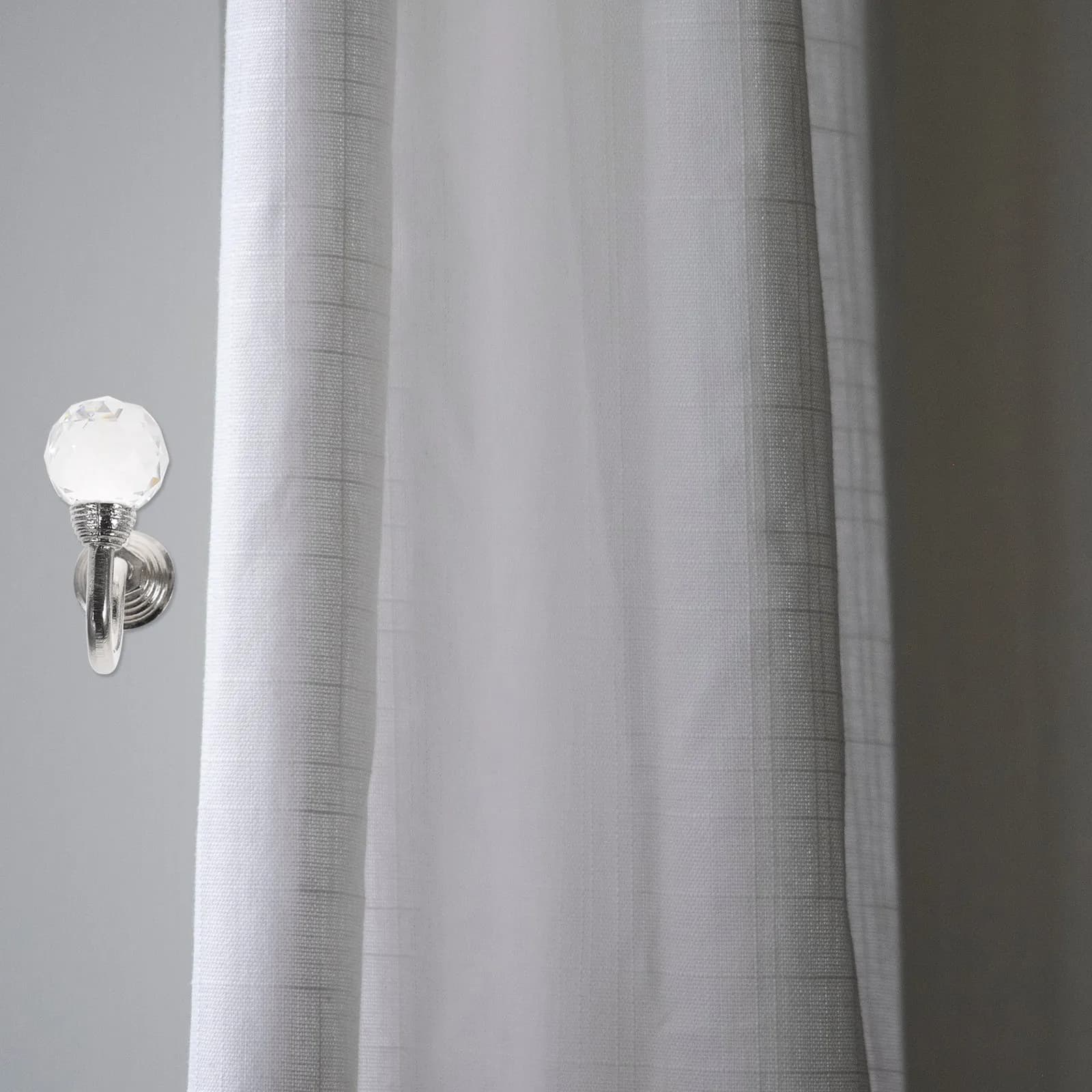 2 Pezzi Ganci Premium in Cristallo Trasparente per Tende, Montaggio a Parete, Base in Lega di Zinco Resistente, Installazione Facile con Viti, Multiuso