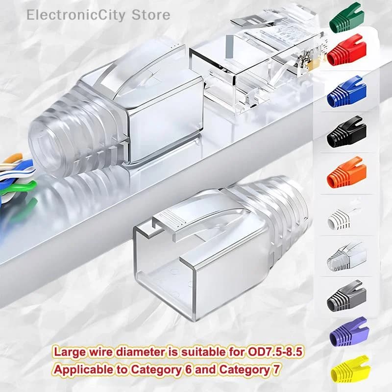 50/100 Pz RJ45 Cavo Connettore Spina Copertura Cavo di Rete Ethernet Connettore Spine Alleviare La Resistenza Stivali RJ45 cavo Ethernet testa