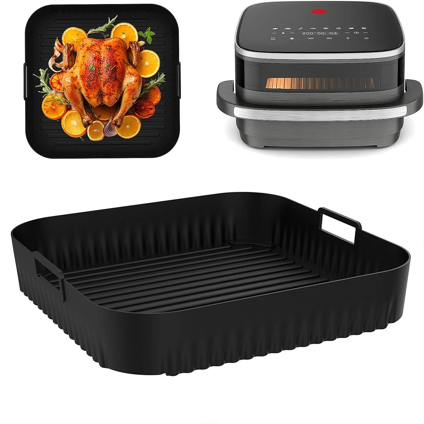 26cm Air Fryer Silicone Mold for Moulinex Easy Fry XL Reusable Nonstick Tray AirFryer Accessories Easy Clean