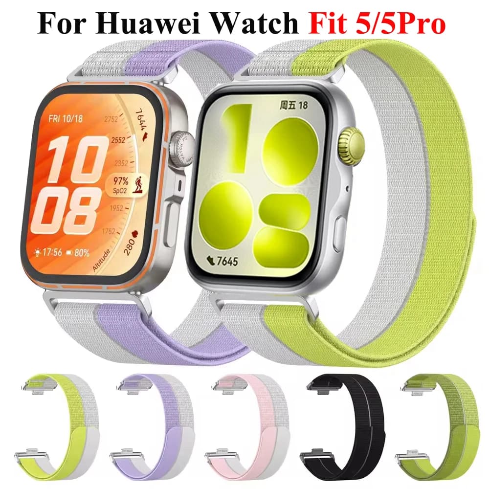 Cinturino in nylon intrecciato per Huawei Watch Fit 5-4-3, comodo e traspirante, per Huawei Watch Fit 5 Pro/4 Pro.