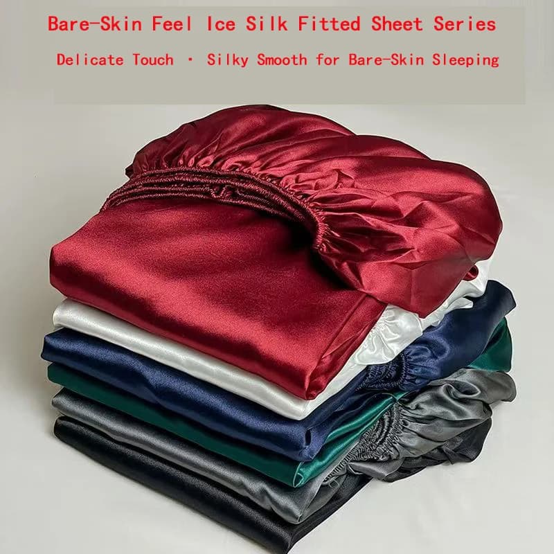 Satin Elastic Fitted Sheet Solid Mattress Cover for Single Double Couple King Queen Full Twin Bedsheet (No Pillowcase)