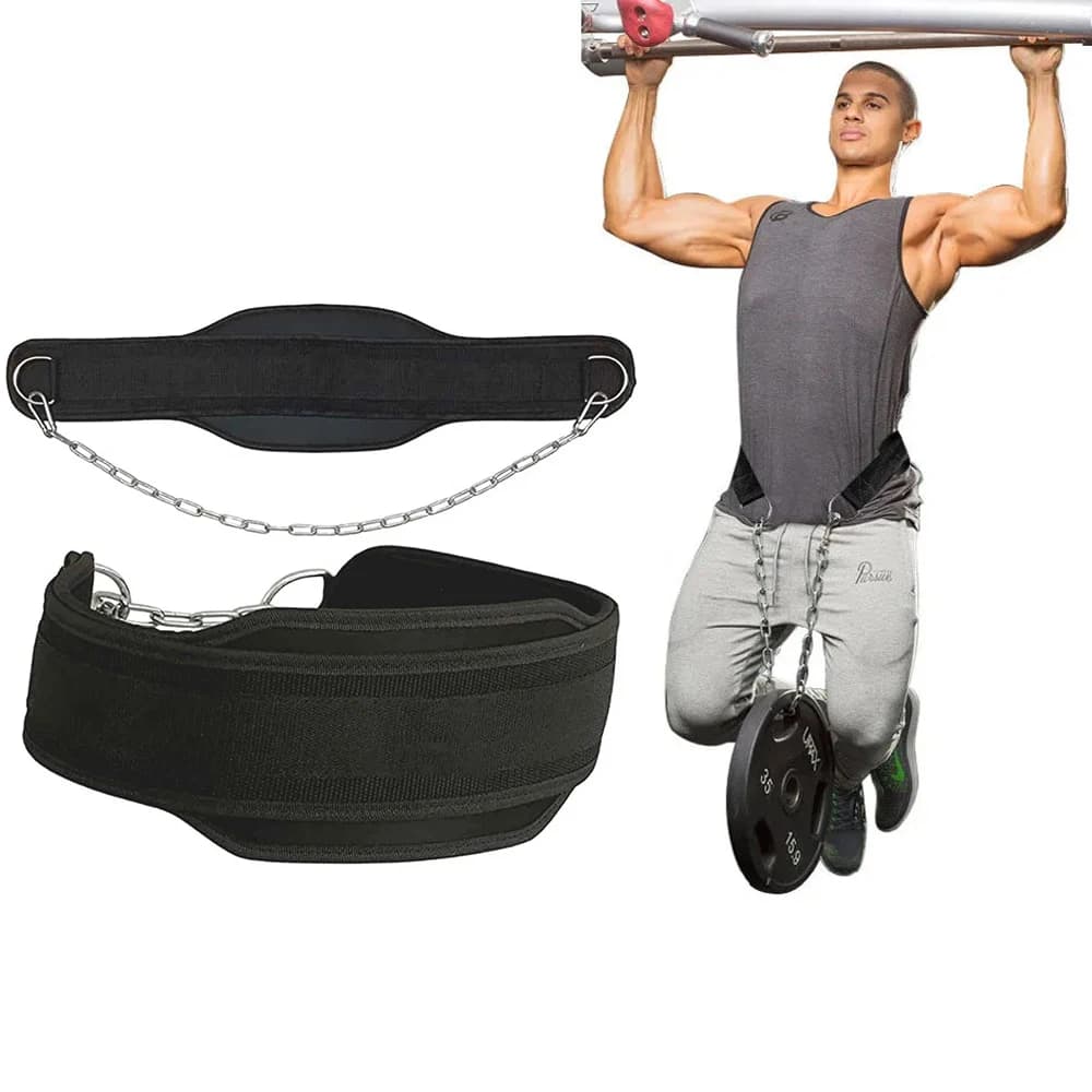 Neoprene gym belt for back with bodybuilding fitness chain Pull up workout belt for strength
