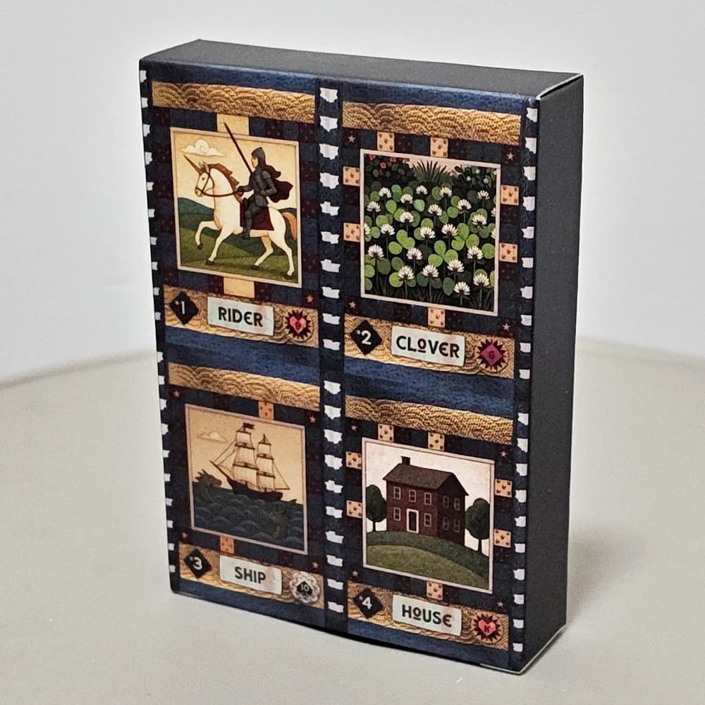 Mazzo di Carte Lenormand Country Quilts, 9*6cm, 36 Carte, Mazzo di Divinazione Folk Art con Motivo Trapuntato Rustico su Cartoncino a Doppia Goffratura