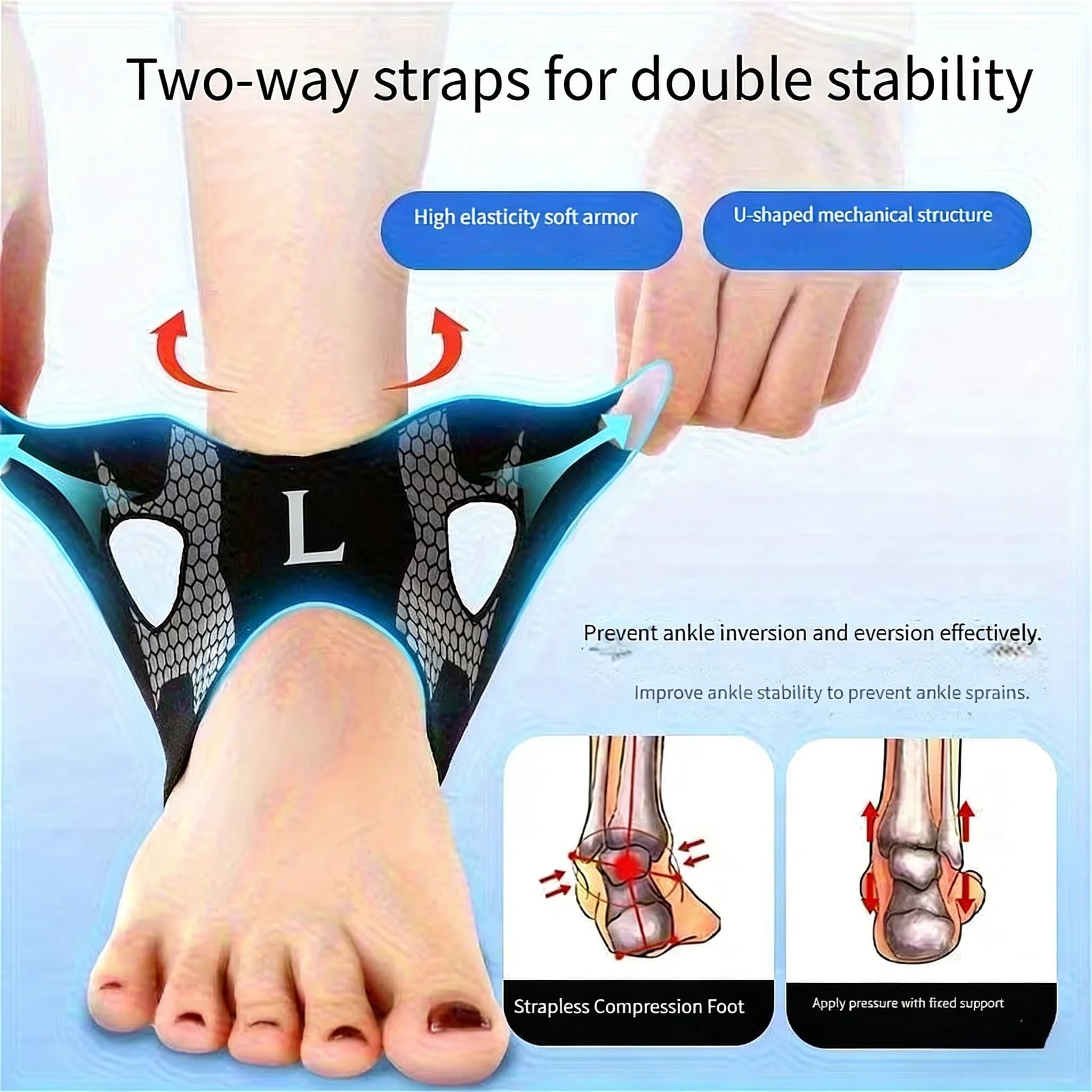 Supporto per Caviglia a Compressione Elevata, Elastico e Resistente, Unisex, per Basket, Corsa, Fitness e Allenamento