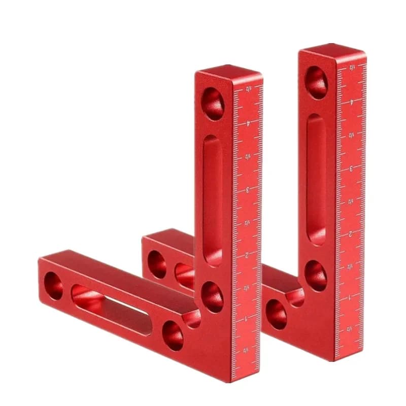 Square right angle clamp with 90 degree positioning, 2 pieces, aluminium L block with scale, woodworking clamp tool, for frame box