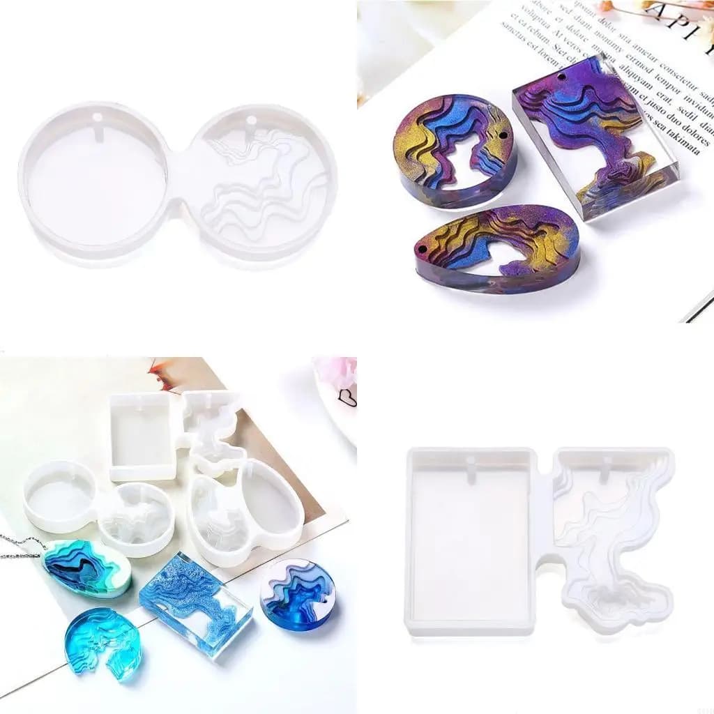 Shiny Glossy Ocean Island Keychain Silicone Epoxy Resin Mold DIY Pendant Jewelry Tools for Valentine Gift Craft