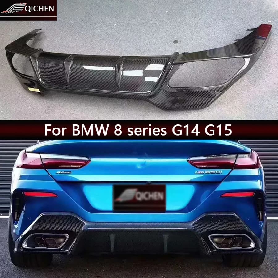 Per BMW Serie 8 G14 G15 830 840 850, kit carrozzeria con diffusore paraurti posteriore e splitter in fibra di carbonio stile 3D