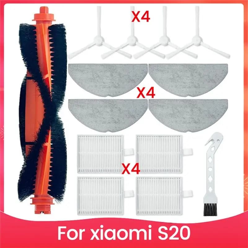 Accessori di ricambio BOFO per aspirapolvere robot Xiaomi S20, spazzola principale, spazzole laterali, filtri HEPA, panni per la pulizia.