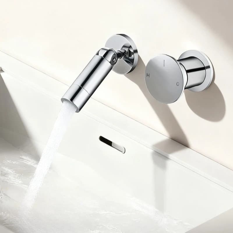 Rubinetto a Muro Nascosto per Lavabo, Acqua Calda e Fredda, Pieghevole, Resistente all'Usura e alla Ruggine, Durevole, per Bagno Domestico