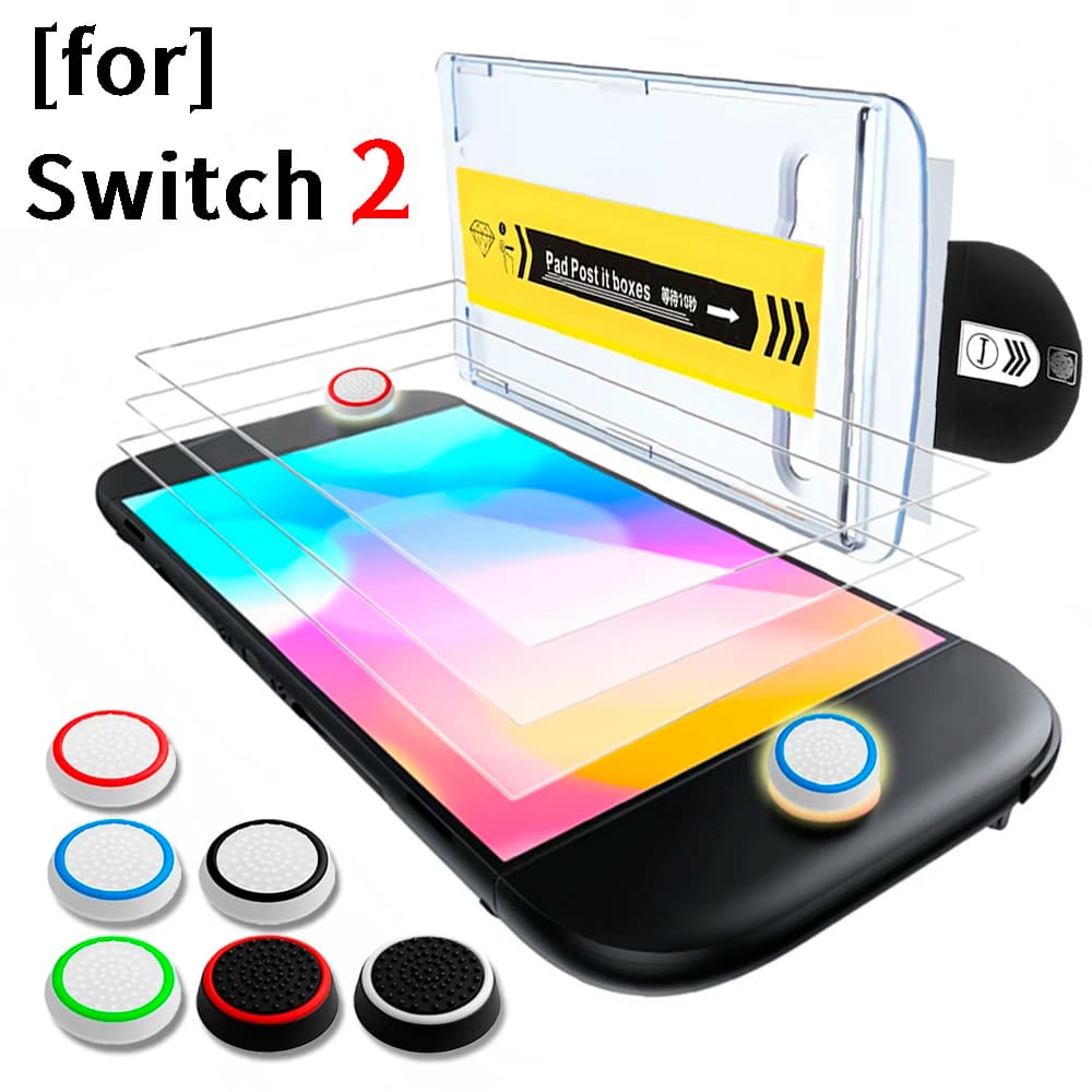 Cappucci joystick 6IN1 per console Nintendo Switch 2 Custodia morbida antiscivolo in silicone con impugnatura per pollice con protezioni per lo schermo di facile installazione