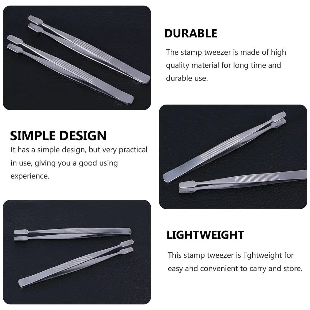 Stainless steel tweezers with Ultra Fine Point, Anti-slip Ergonomics Grip for Collection of Stamps, Beading, Fin Eyelash Application