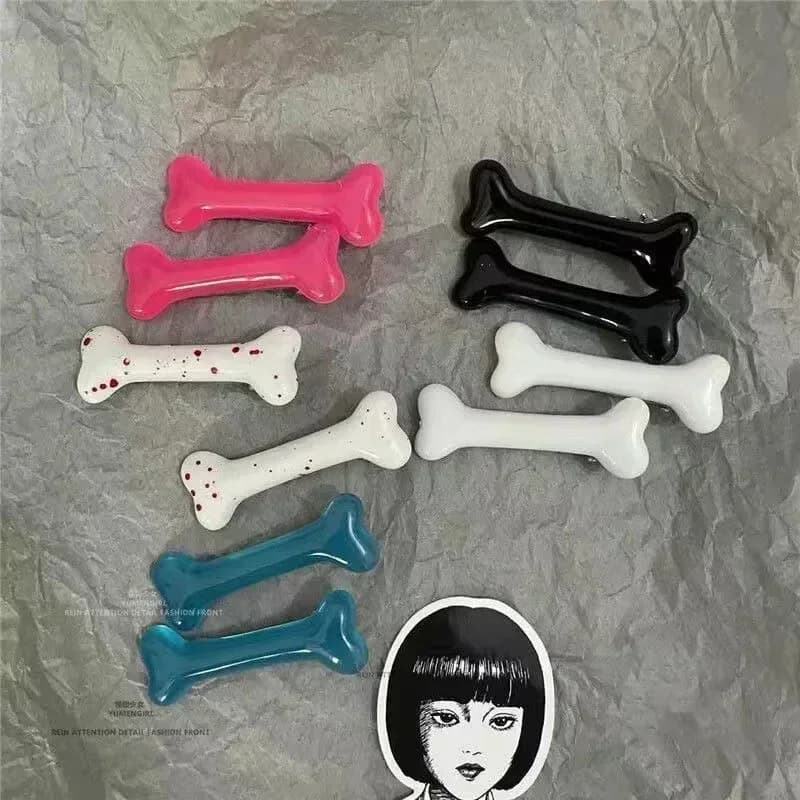Graziosa spilla di sicurezza Y2K a forma di osso di cane, accessorio decorativo per capelli, fermaglio per capelli bianco a forma di osso.