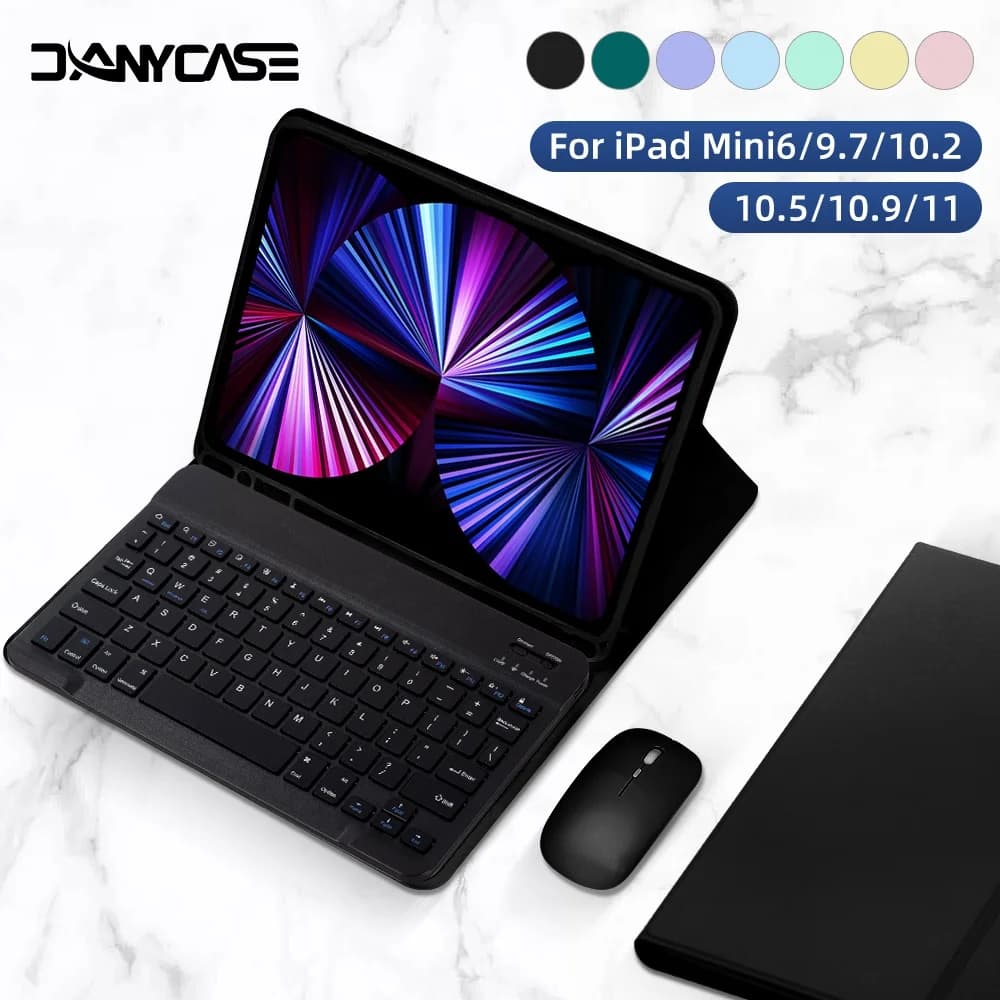 Per iPad 10th 10.9in Custodia con tastiera Mouse per iPad 10.2in 7/8/9th Mini 6 Air 2 3 4 5 9.7in Pro 10.5 Pro 11 Custodia per tablet