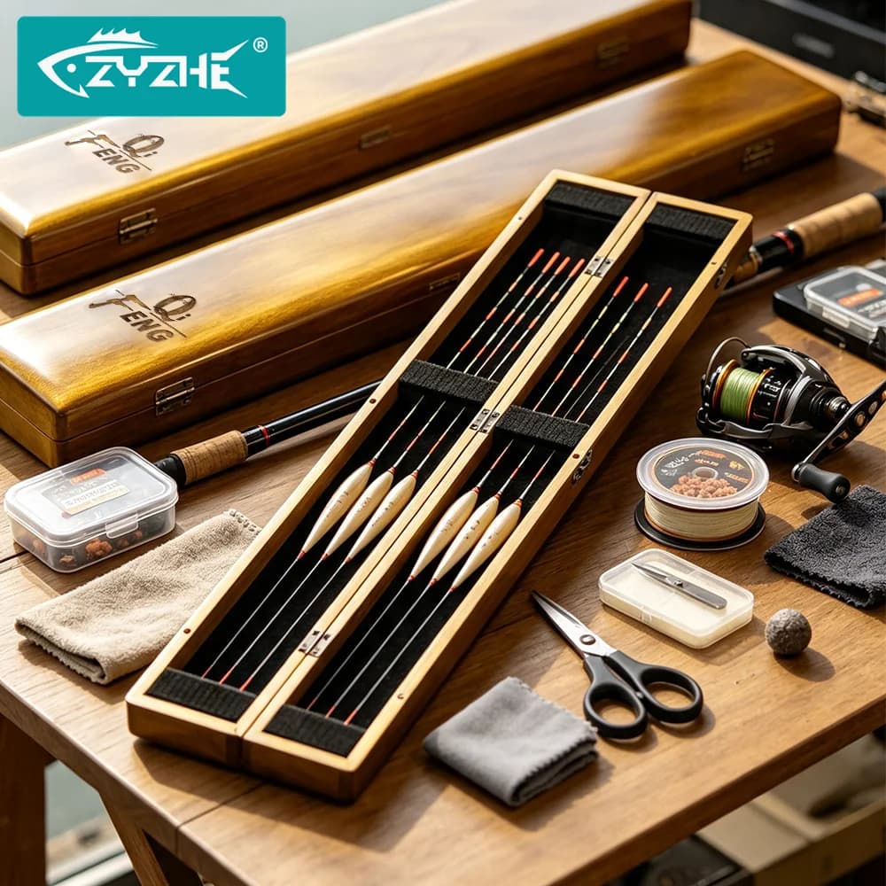 ZYZHE 1pc Fishing Float Storage Box High Strength Wooden Tackle Storage Box Ideal For Storage Vertical Fishing Float