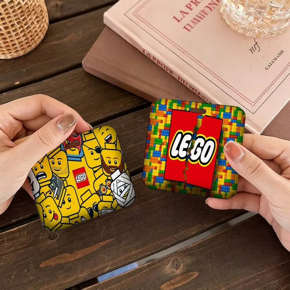 Nuovi Porta Badge e Portachiavi L-LEGOs con Cordini a Tema Cartone Animato per Donne, Porta Tessere e Cordini da Collo per Studenti, Ideali come Regalo