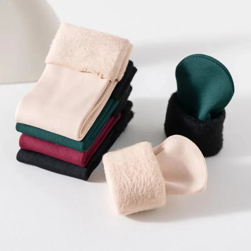 Female Winter Fleece Thick Warm Socks Soft Comfortable Solid Color Home Floor Thick Stocking Soft Boots Sleeping Socks 2030