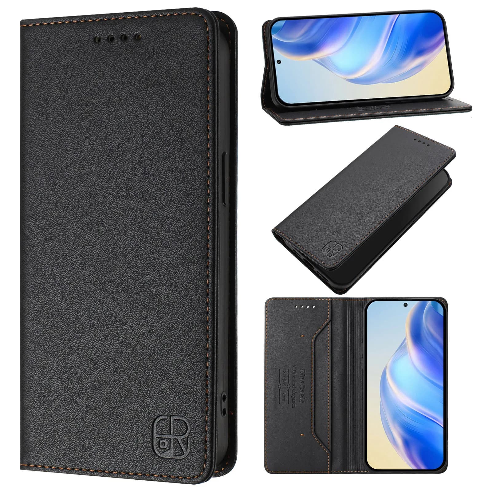 Custodia Magnetica Anti-RFID in Pelle con 2 Slot per Carte e Funzione Portafoglio per ZTE Blade A76 A75 Pro A73 A56 A55 A53 A52 A36 A35 Core