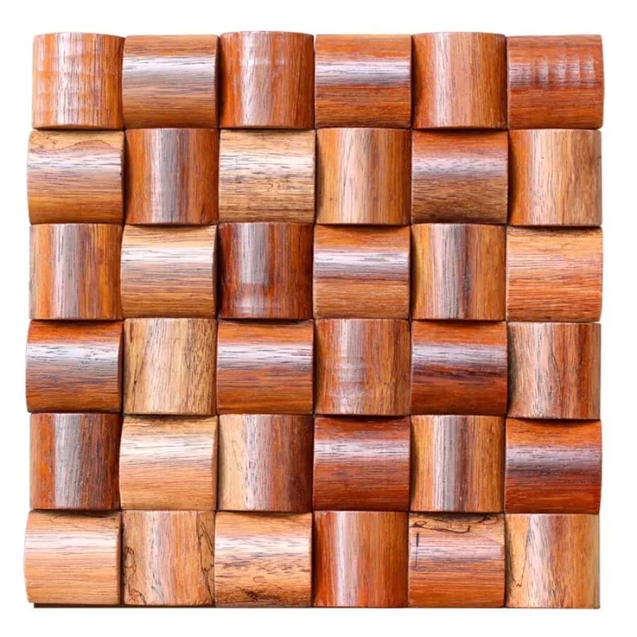 Pannelli murali decorativi per piastrelle a mosaico in legno Pannelli di diffusione fonoassorbenti curvi in legno massello Decorazione da parete per ristorante Negozio d'arte