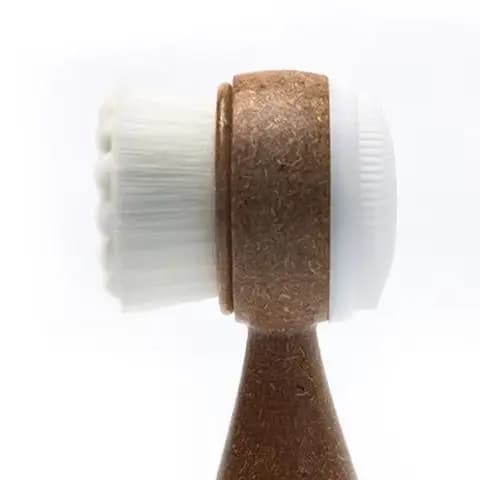Detergente per il viso a doppia faccia Rimozione di punti neri Detergente per pori Spazzola esfoliante per il viso Spazzola per il viso con manico per trituratore di cocco