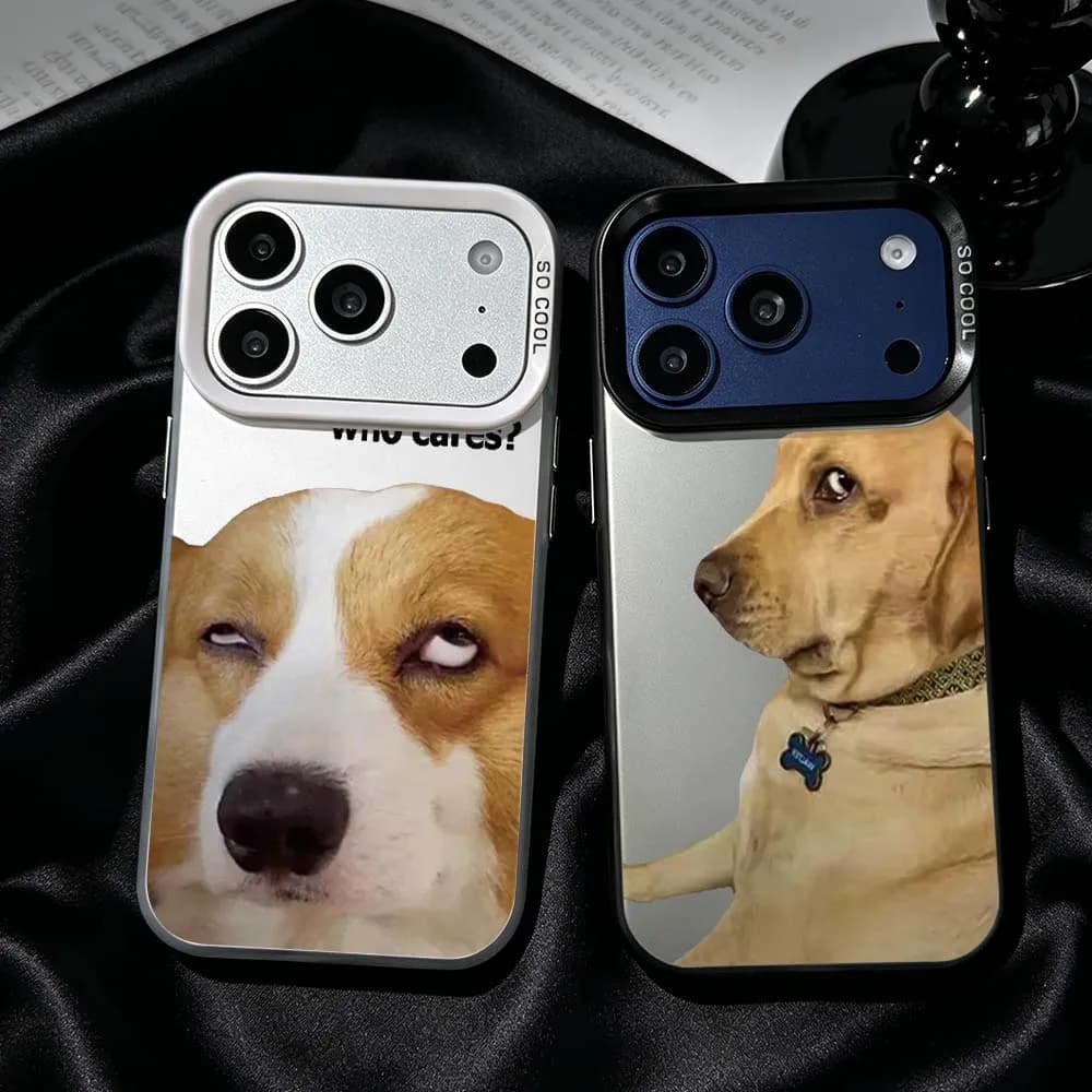 Cartoon Abstract Dog Phone Case For iPhone 17 Air 16 15 14 13 12 Mini 11 Pro Max Plus Shockproof Plating Matte Cover