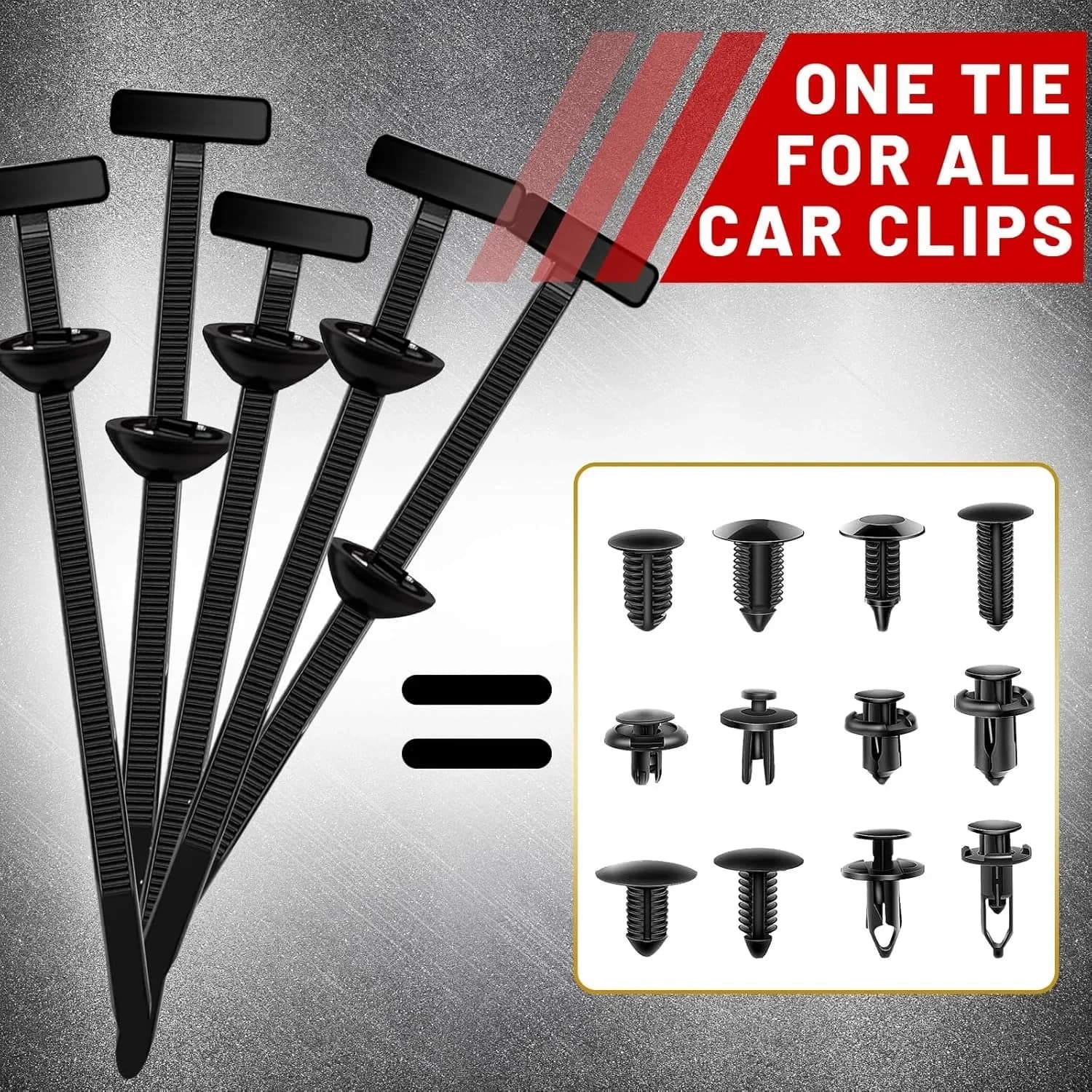 50/600pcs Universal Car Nylon Cable Tie Buckles Heavy Duty Self-Locking Zip Car UV Resistant Ties with Pin Button Fasteners