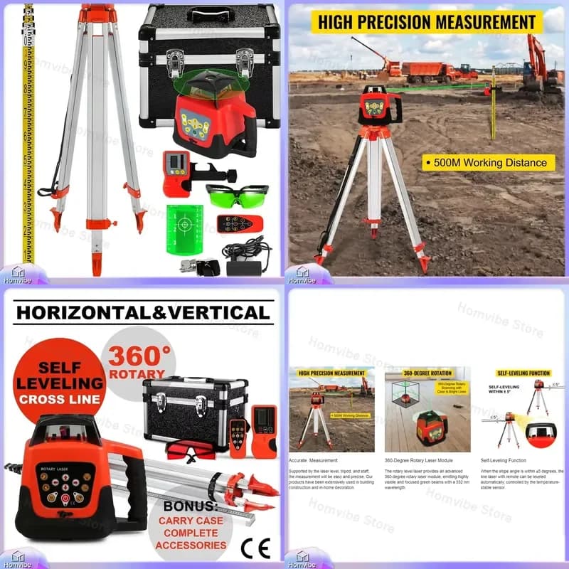 Livella Laser Verde Autolivellante 500m per Esterni e Interni, Strumento da Costruzione con Treppiede per Ristrutturazioni Domestiche, Montaggio Mobili e Pareti
