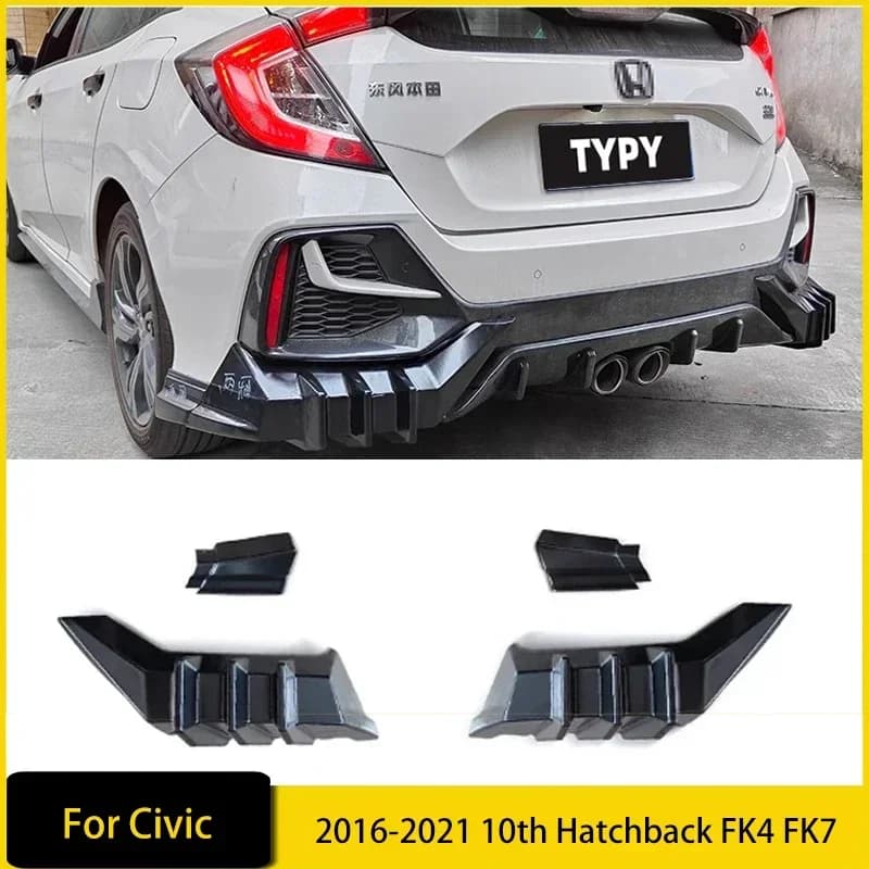 Diffusore posteriore Spoiler posteriore stile R per Honda Civic 2016-2021 10th Hatchback FK4 FK7 Kit corpo modifica Protezione paraurti inferiore