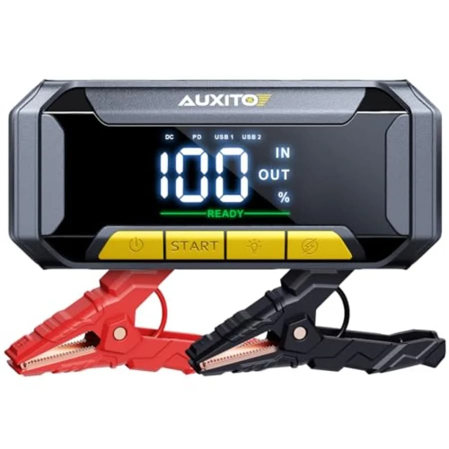 Avviatore di Emergenza Portatile 8000A per Tutti i Motori a Benzina/Diesel 12L, Booster Batteria Auto 20000mAh, Jump Pack per Auto con Ricarica Rapida 60W
