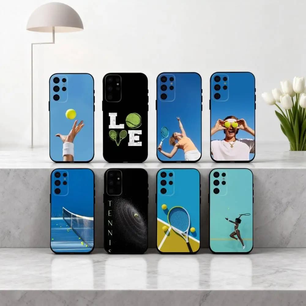 Custodia Morbida Nera per Telefono con Design Sportivo (Tennis, Basket) per Samsung S25, 24, 23, 22, 30, 21, 10, 9, Ultra, Plus, Lite, FE, 4G, 5G