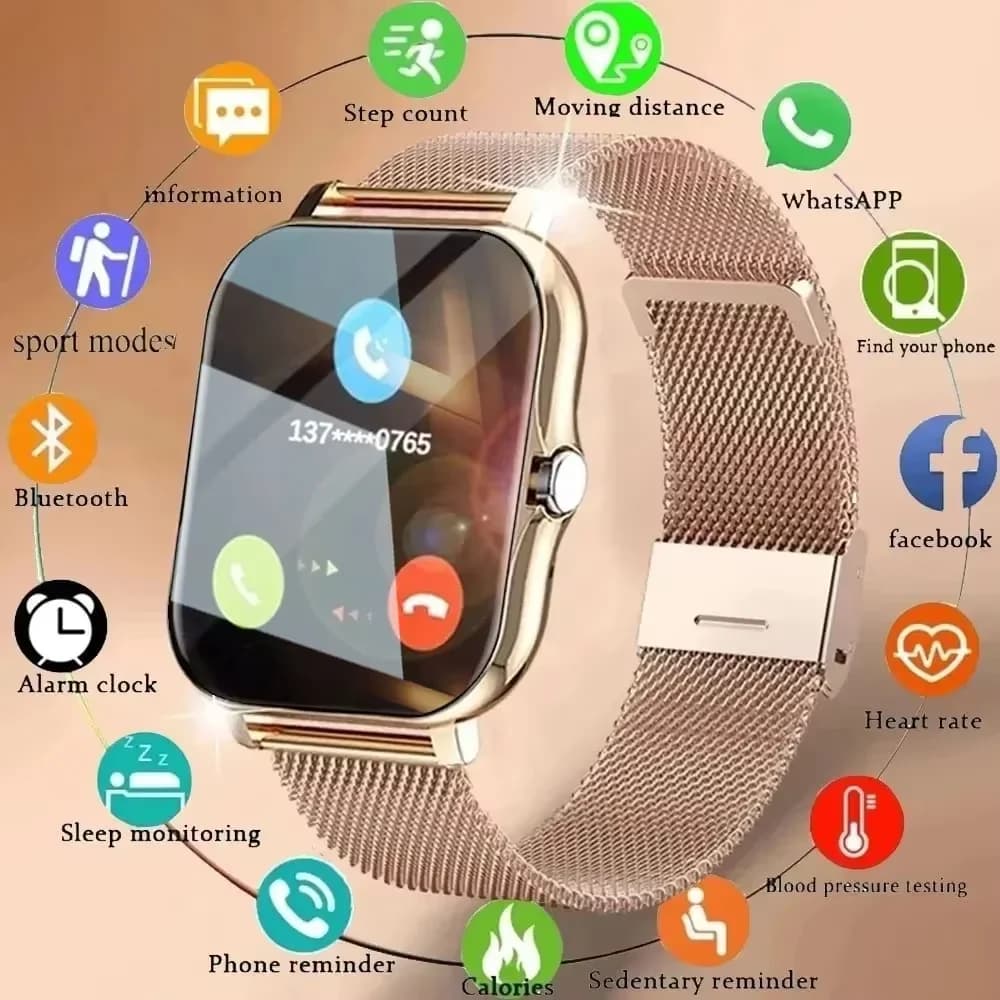 LAXASFIT 2025 New Men's Smart Watch Full Touch Screen Women's Gift Fitness Sports Watch Bluetooth Smart Watch