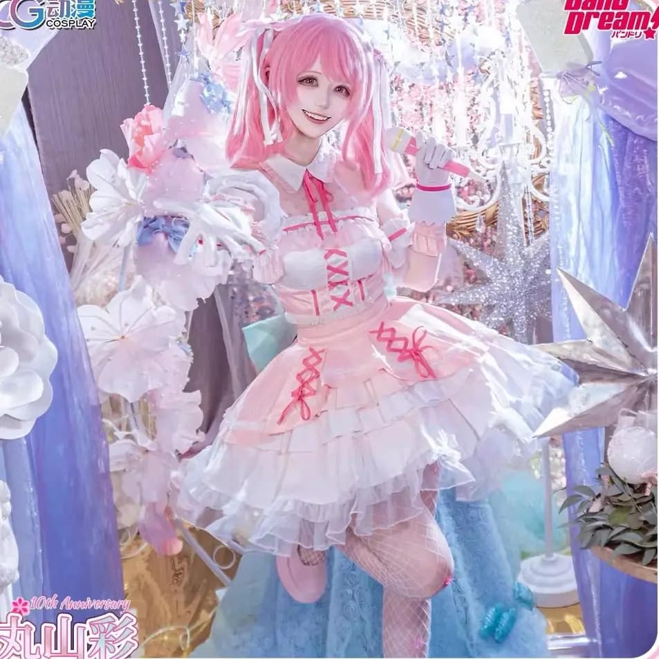 Maruyama Aya Cosplay BanG Dream! Costume Lolita Dress Abito da principessa per Ognissanti Gioco di ruolo natalizio da donna