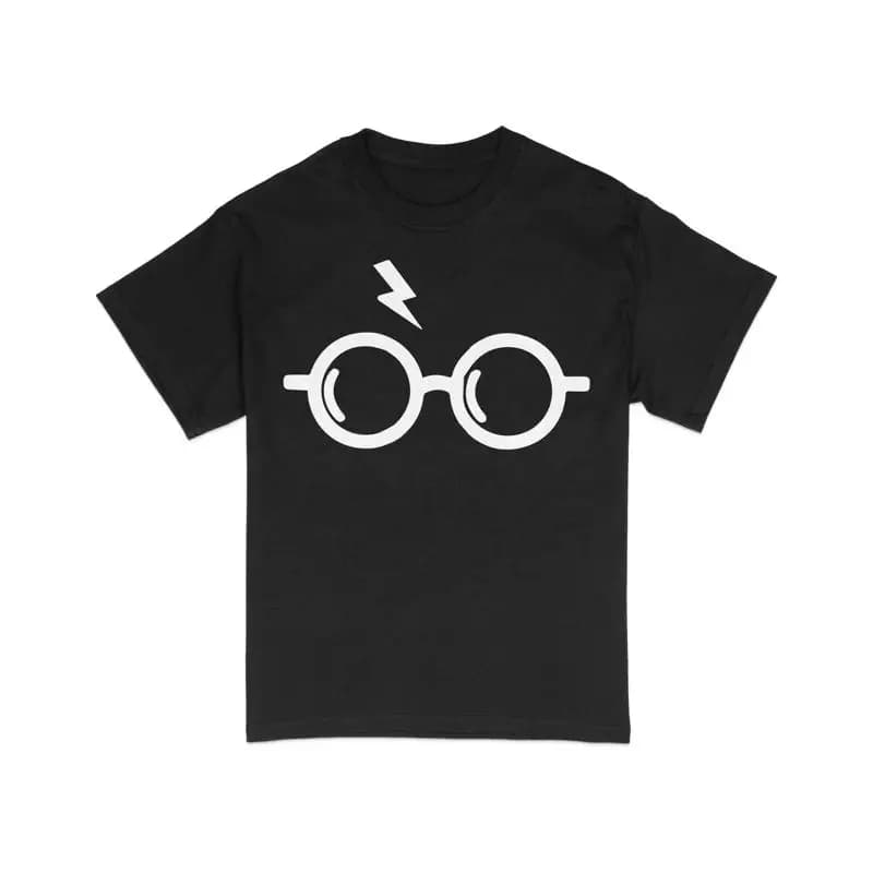Maglietta con occhiali Lightning Bolt, casual, bianca, alla moda, estiva, streetwear, cool, cultura pop, abbigliamento per gli amici