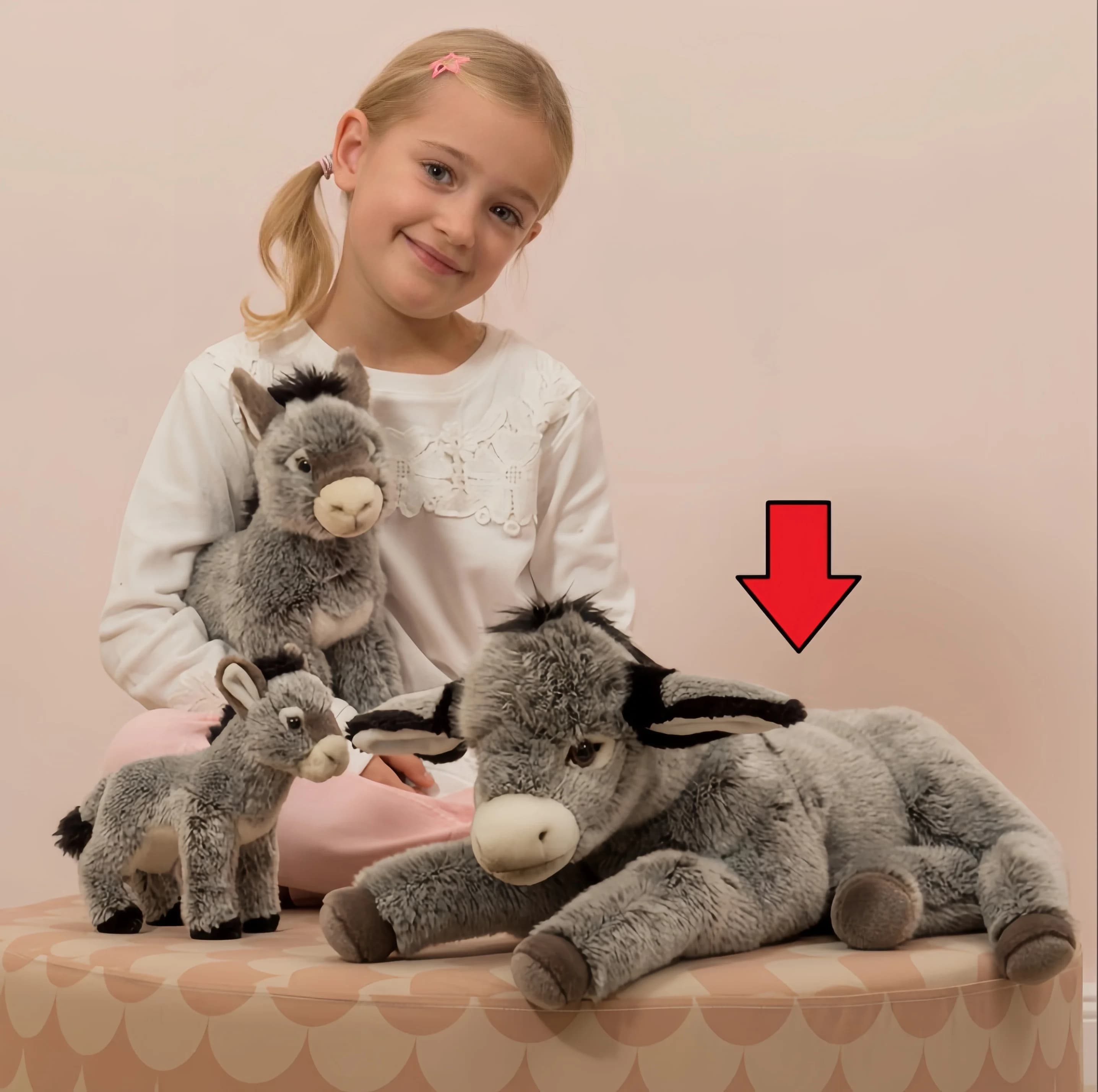 Grande asino di peluche morbido e soffice asino gigante bambola carino asino a gambe lunghe cuscino regalo per bambini