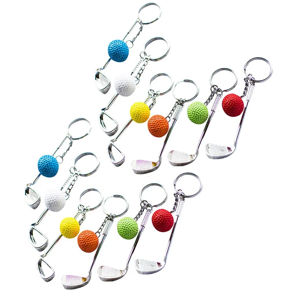 Portachiavi decorativo a forma di pallina da golf, 12 pezzi, in lega premium e PVC, leggero e resistente, per chiavi, zaino, portiera dell'auto, a tema sportivo