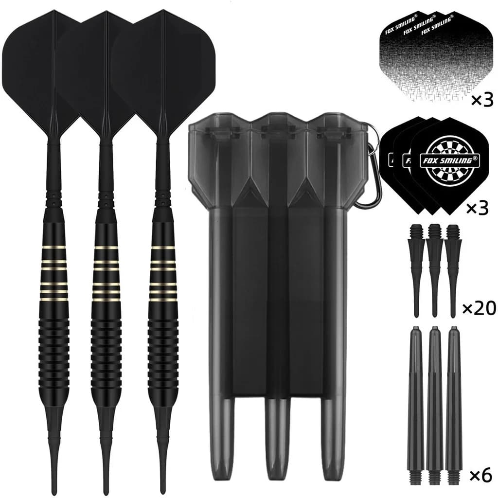 FOX SMILING Perno per freccette morbide da 22 g con punta in plastica e volti per albero per freccette 2 in 1 per freccette elettroniche con 20 punte per freccette morbide