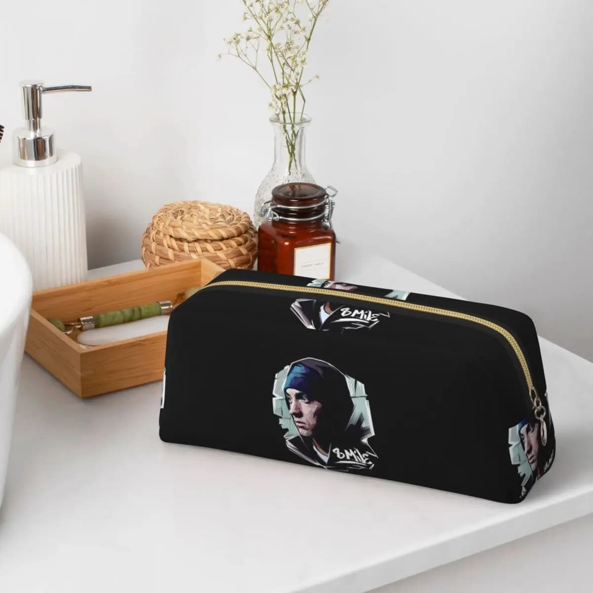 Astuccio portapenne Eminem Slim Shady Music Rap per studenti, astuccio portapenne di grande capacità, porta penne