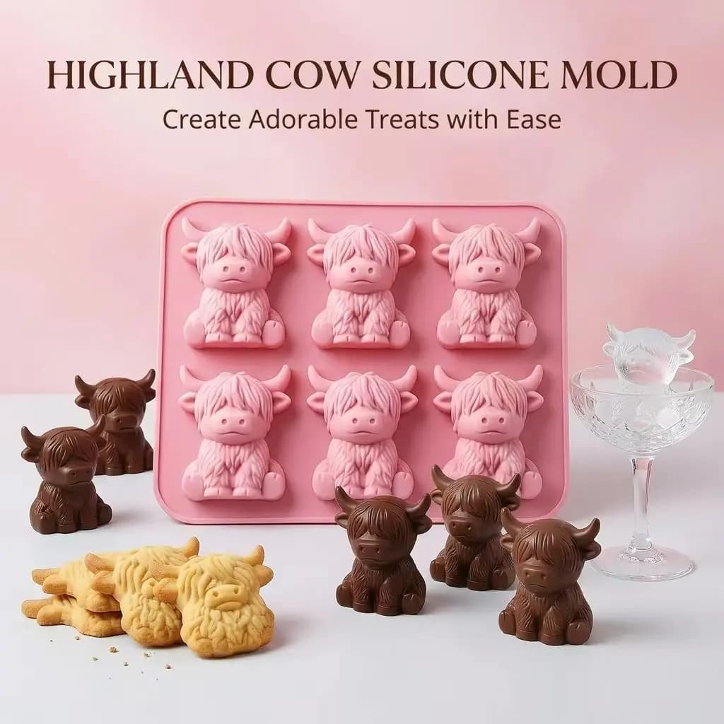 Stampo per Candele a Forma di Mucca delle Highlands, Stampo in Silicone per Candele, Stampo per Ghiaccio a Forma di Mucca Carina, Forniture per Creazione Candele Fai-da-Te, Stampo in Silicone per Regali Artigianali
