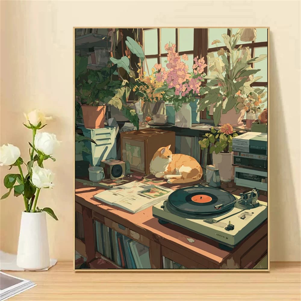 Paint by Numbers For Adult Kit The Orange Cat On The Table DIY Dropshipping acrylic Oil Painting Canvas by Number Home Decor